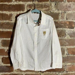 DAKS England Boy’s Dress Shirt 6Y Plaid Trim Gold Crest